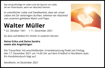 Traueranzeige von Walter Müller von GESAMT