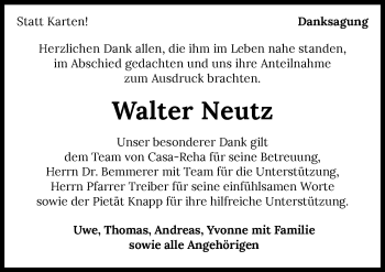 Traueranzeige von Walter Neutz von GESAMT