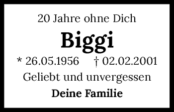 Traueranzeige von Biggi  von GESAMT