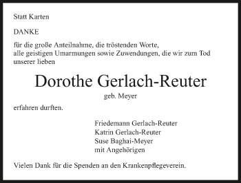 Traueranzeige von Dorothe Gerlach-Reuter von GESAMT