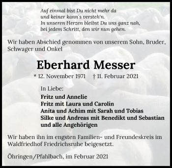 Traueranzeige von Eberhard Messer von GESAMT