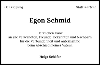 Traueranzeige von Egon Schmid von GESAMT