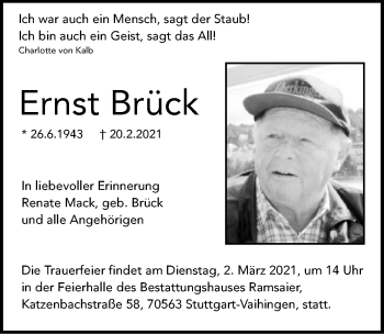 Traueranzeige von Ernst Brück von GESAMT