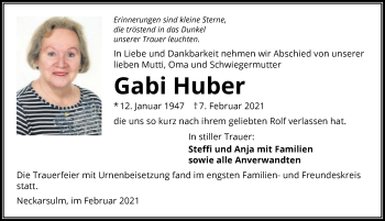 Traueranzeige von Gabi Huber von GESAMT