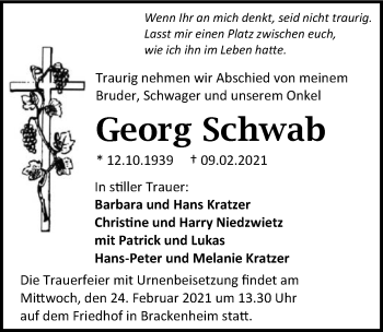 Traueranzeige von Georg Schwab von GESAMT