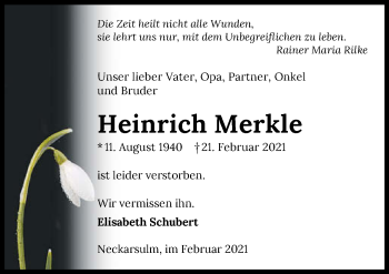 Traueranzeige von Heinrich Merkle von GESAMT