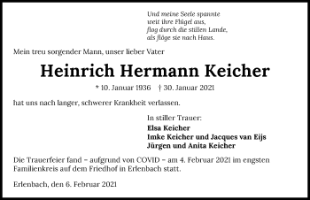 Traueranzeige von Heinrich Hermann Keicher von GESAMT