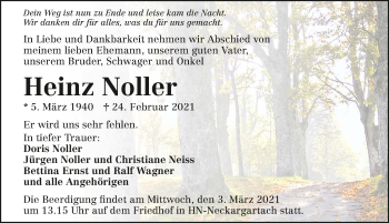 Traueranzeige von Heinz Noller von GESAMT