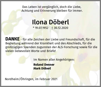 Traueranzeige von Ilona Döberl von GESAMT