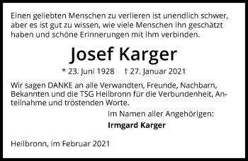 Traueranzeige von Josef Karger von GESAMT