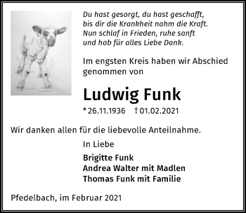 Traueranzeige von Ludwig Funk von GESAMT