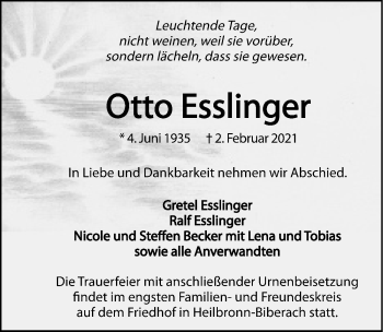 Traueranzeige von Otto Esslinger von GESAMT