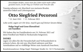 Traueranzeige von Otto Siegfried Pecoroni von GESAMT