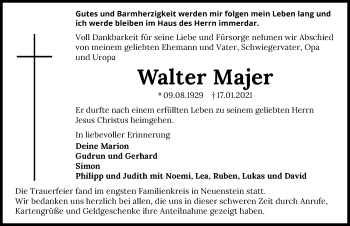 Traueranzeige von Walter Majer von GESAMT