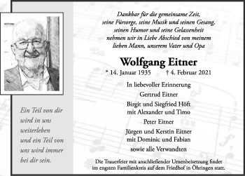 Traueranzeige von Wolfgang Eitner von GESAMT