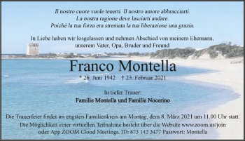 Traueranzeige von Franco Montella von GESAMT