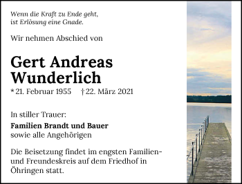 Traueranzeige von Gert Andreas Wunderlich von GESAMT