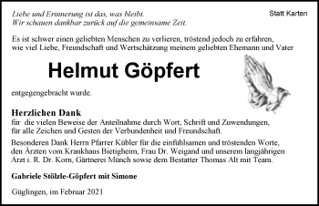 Traueranzeige von Helmut Göpfert von GESAMT