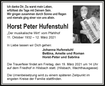 Traueranzeige von Horst Peter Hufenstuhl von GESAMT