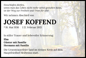 Traueranzeige von Josef Koffend von GESAMT