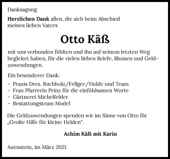 Traueranzeige von Otto Käß von GESAMT
