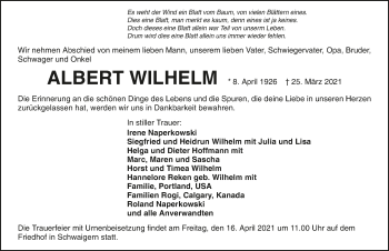 Traueranzeige von Albert Wilhelm von GESAMT