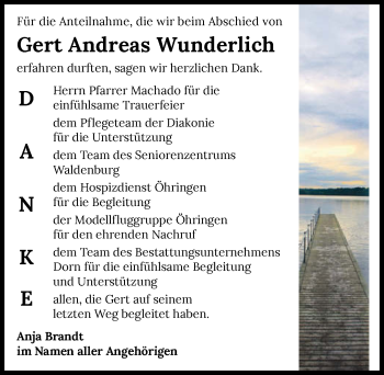 Traueranzeige von Gert Andreas Wunderlich von GESAMT