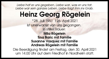 Traueranzeige von Heinz Georg Rögelein von GESAMT