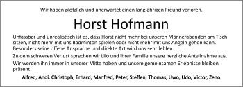 Traueranzeige von Horst Hofmann von GESAMT