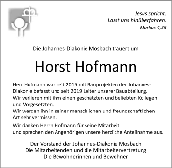 Traueranzeige von Horst Hofmann von GESAMT