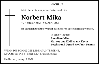 Traueranzeige von Norbert Mika von GESAMT