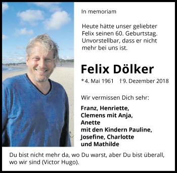 Traueranzeige von Felix Dölker von GESAMT