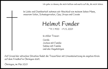 Traueranzeige von Helmut Funder von GESAMT