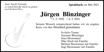 Traueranzeige von Jürgen Blinzinger von GESAMT