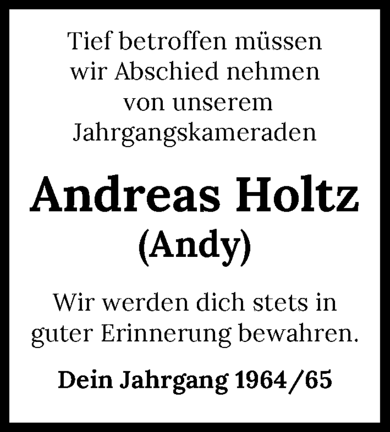  Traueranzeige für Andreas Holtz vom 10.06.2021 aus GESAMT
