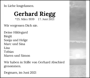 Traueranzeige von Gerhard Riegg von GESAMT