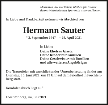 Traueranzeige von Hermann Sauter von GESAMT
