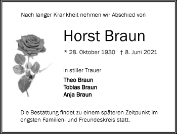 Traueranzeige von Horst Braun von GESAMT