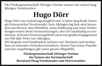 Traueranzeige von Hugo Dörr von GESAMT