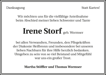 Traueranzeige von Irene Storf von GESAMT