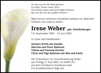 Traueranzeige von Irene Weher von GESAMT