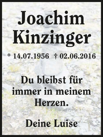 Traueranzeige von Joachim Kinzinger von GESAMT