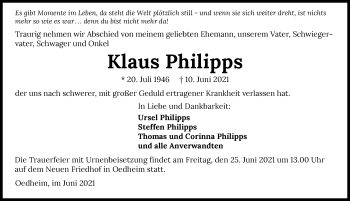 Traueranzeige von Klaus Philipps von GESAMT
