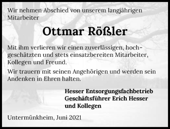 Traueranzeige von Ottmar Rößler von GESAMT