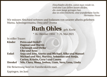 Traueranzeige von Ruth Ohles von GESAMT