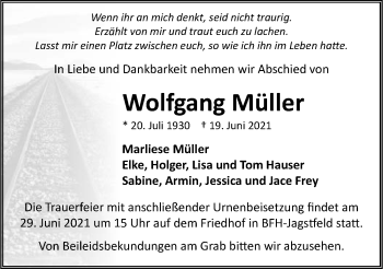 Traueranzeige von Wolfgang Müller von GESAMT