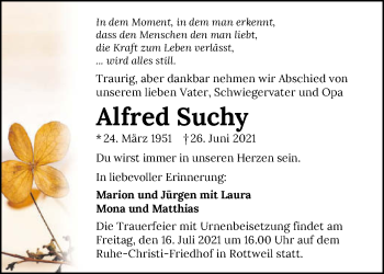 Traueranzeige von Alfred Suchy von GESAMT