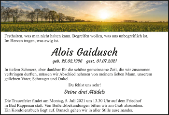 Traueranzeige von Alois Gaidusch von GESAMT