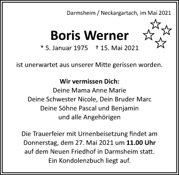 Traueranzeige von Boris Werner von GESAMT