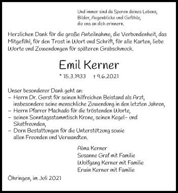 Traueranzeige von Emil Kerner von GESAMT